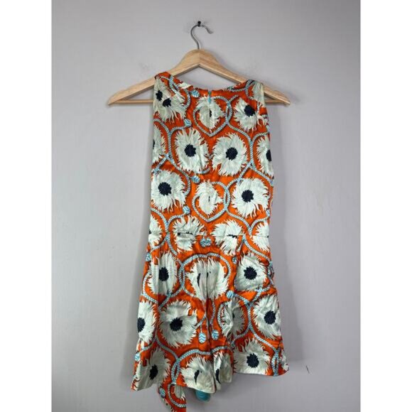 NEW Alexis Kerissa Floral Print V-Neck Orange and Cream Sleeveless Romper - Picture 7 of 9